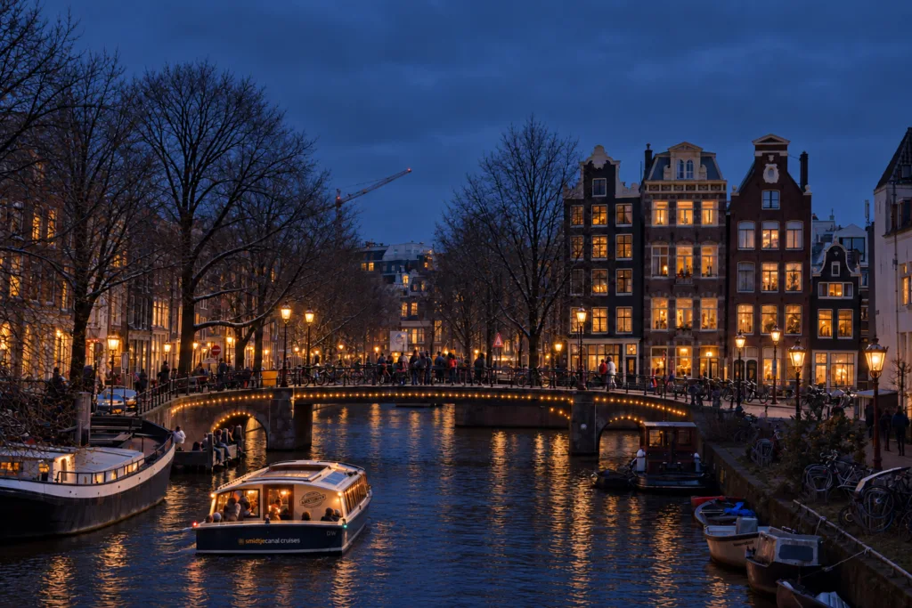 Evening winter lights cruise amsterdam
